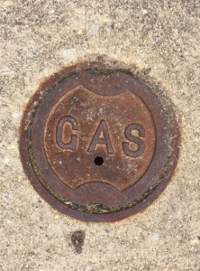 Picture of a gas valve cover, labeled Gas